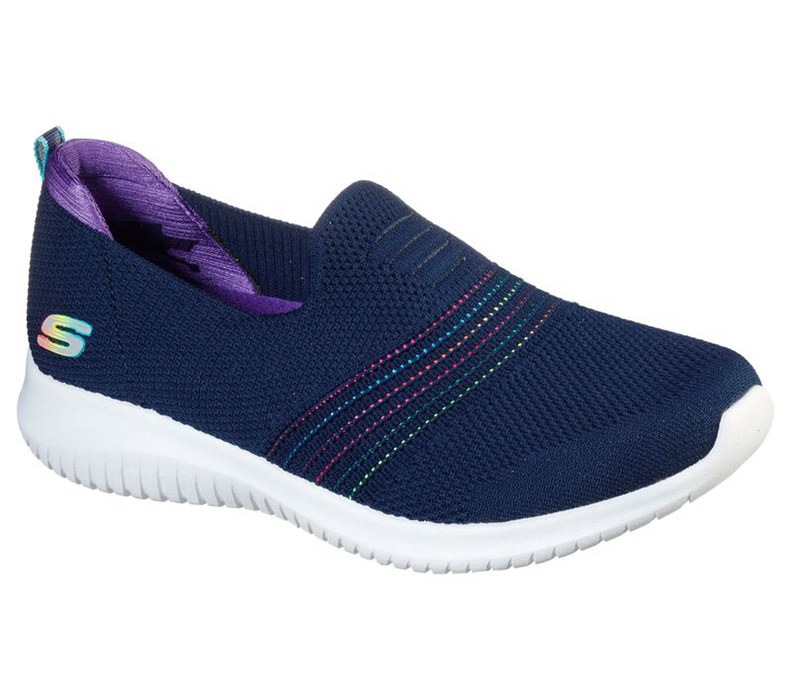 Skechers Ultra Flex - Serene Aura - Womens Slip On Shoes Navy/Multicolor [AU-UK5855]